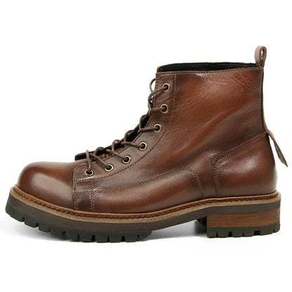 Genuine Leather Men's Boots High Quality Platform Boots Handmade Fashionable Motorcycle Boots Wear-resistant Cow Leather Boots