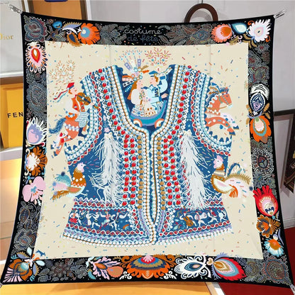 【2025 New】90x90 Twill Silk Square Scarf for Women - French Retro Niche Bustier Shawl Scarf - Stylish Fashion Wrap Accessory