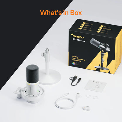 MAONO PD200W Wireless USB XLR Microphone Dynamic Microphone for PC 48kHz/24bit 82dB for Podcast Live Streaming Audio Recording