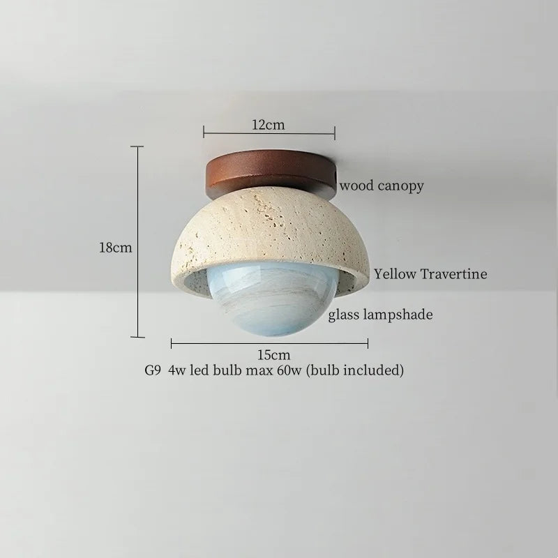 IWHD Japan Wabi Sabi LED Ceiling Lights Bedroom Bathroom Corridor Home Lighting Yellow travertine Ceiling Lamp Lampy Sufitowe