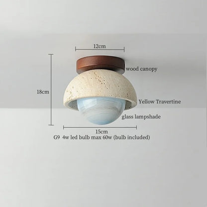 IWHD Japan Wabi Sabi LED Ceiling Lights Bedroom Bathroom Corridor Home Lighting Yellow travertine Ceiling Lamp Lampy Sufitowe
