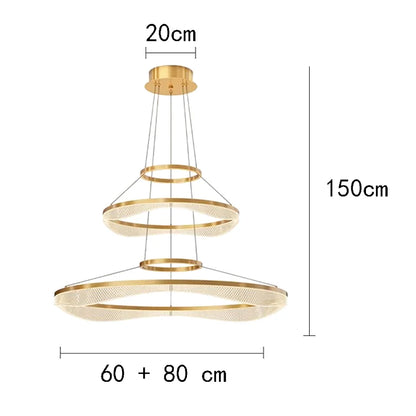 Modern ring stairs led lights pendant light lamps for living room led Chandeliers for dining room hanging light indoor lighting