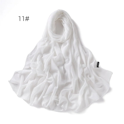 70*180cm Muslim Chiffon Hijab Shawls Scarf Women Solid Color Head Wraps Women Hijabs Scarves Ladies Foulard Femme Muslim Veil