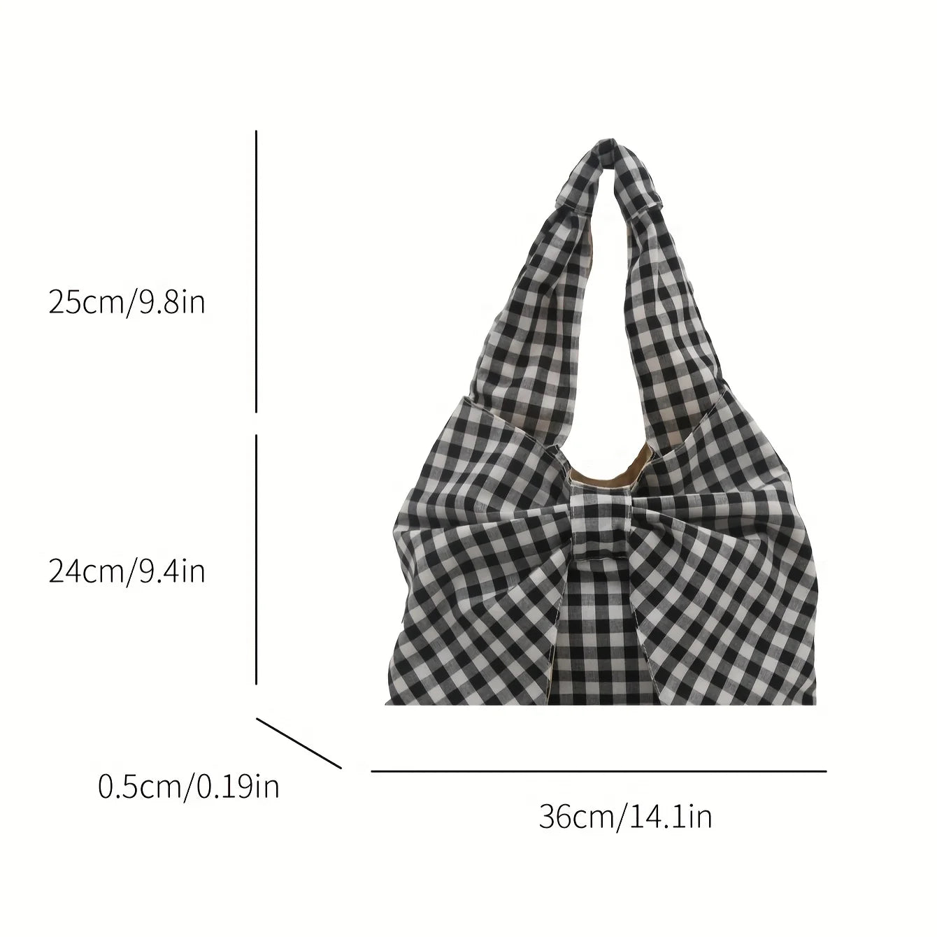 Women Red White/ Blue White Gingham Plaid Tote Bag with Big Bow Decor, Large Capacity Soft Canvas Shoulder Handbag, Casual Shopping Bag for Picnic Travel Daily Commute