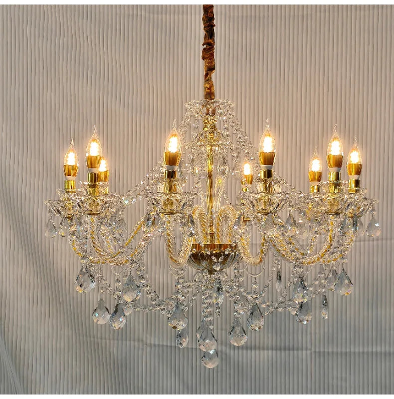 Luxury Home Crystal Chandeliers Villa Lighting for Living Room Decorate LED Ceiling Pendant Lights Indoor Hanging Lights Fixture
