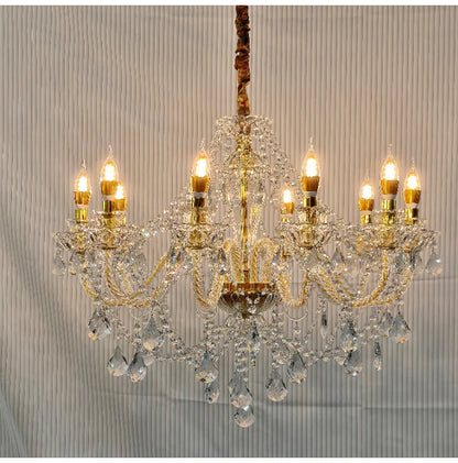 Luxury Home Crystal Chandeliers Villa Lighting for Living Room Decorate LED Ceiling Pendant Lights Indoor Hanging Lights Fixture