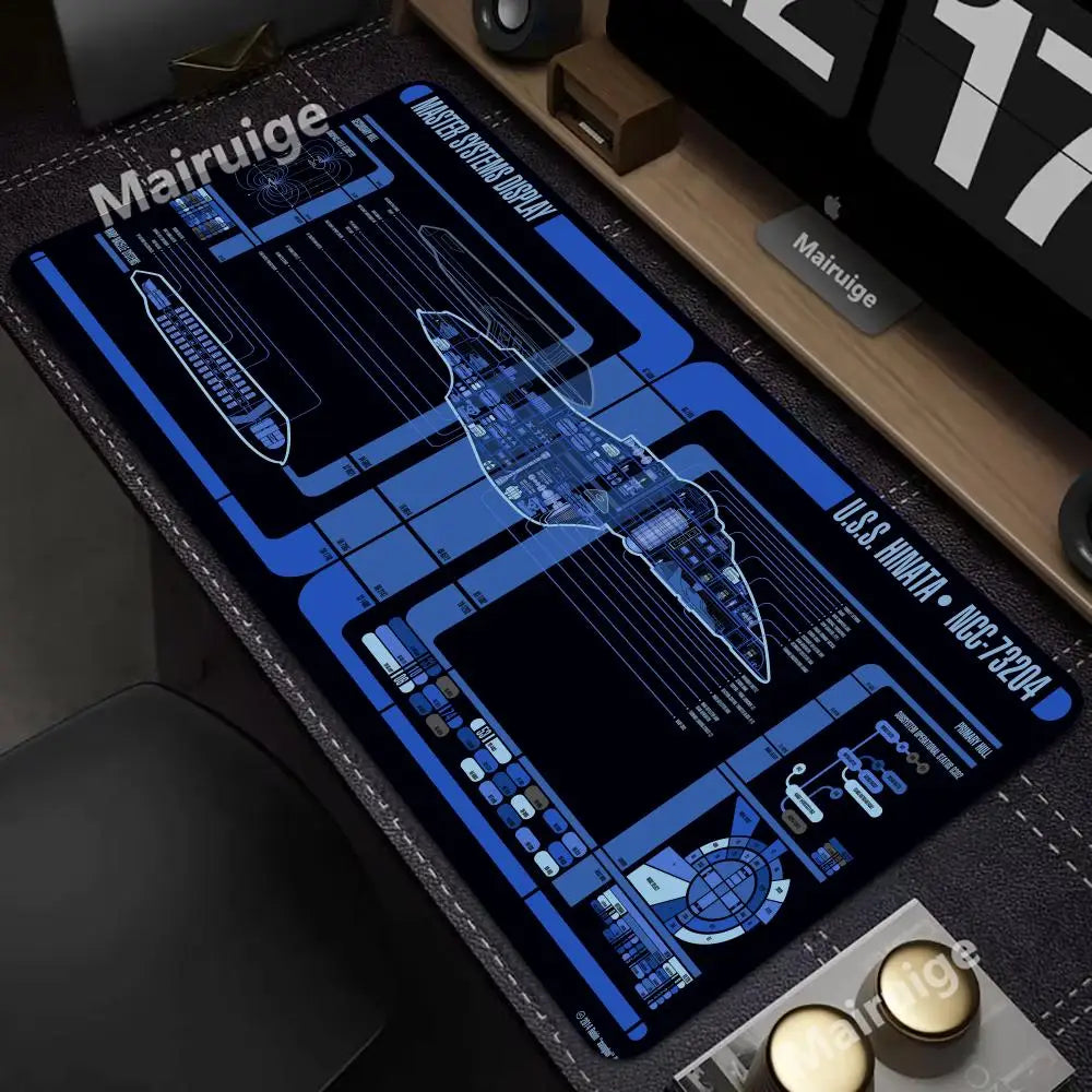 Starship Blueprint Pad Desk Pad Mouse Pad Gamer Computer Cabinet Star Trek Game Office Accessories Keyboard Anime Extended Large