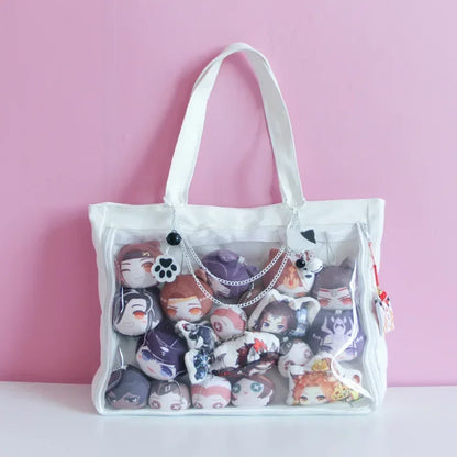 Fashion New Canvas Ita Bag Large Capacity Cartoon Tote Bags for Women Transparent Shoulder Bags Teenage Girls Japanese