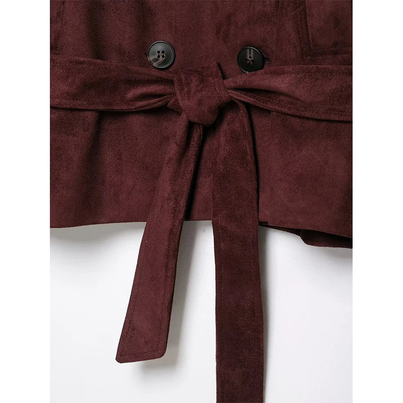 Women's Jackets Coats Autumn Fashion With Belt Suede Jacket Winter Women's Coat Women Short Jacket Vintage New Outerwear