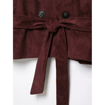 Women's Jackets Coats Autumn Fashion With Belt Suede Jacket Winter Women's Coat Women Short Jacket Vintage New Outerwear