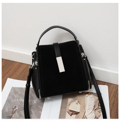 NEW Winter Women's Vintage Natural suede Leather Shoulder Bags Ladies Luxury Designer Cowhide Handbags Female Crossbody Bag