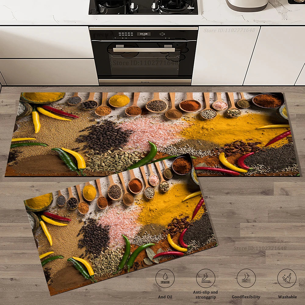 Grains Pattern Absorbent Non-Slip Kitchen Mat Anti-Fatigue for Comfort Doormat Rug Washable Modern Entrance Carpet Large Mats