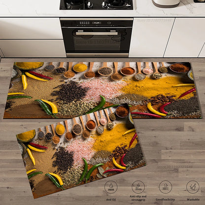 Grains Pattern Absorbent Non-Slip Kitchen Mat Anti-Fatigue for Comfort Doormat Rug Washable Modern Entrance Carpet Large Mats