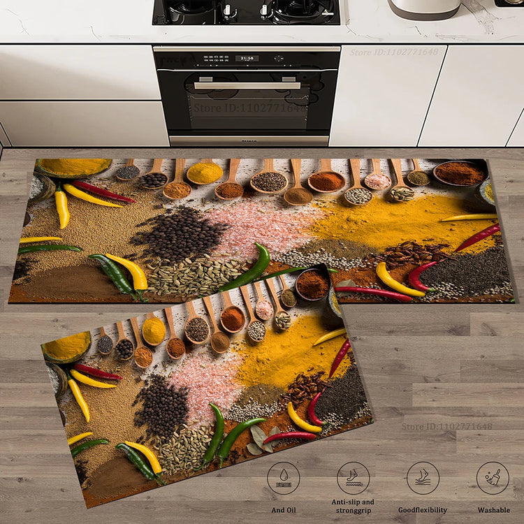Grains Pattern Absorbent Non-Slip Kitchen Mat Anti-Fatigue for Comfort Doormat Rug Washable Modern Entrance Carpet Large Mats