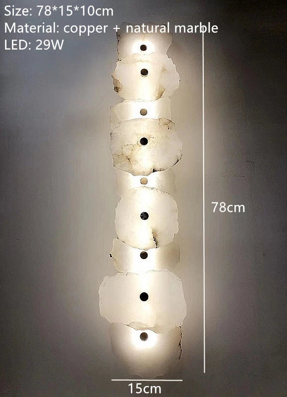Natural Marble LED Wall Lamp Copper Luxury Novelty Lighting Sconce For Bedroom Living Dining Room Wall Decor Modern Art Design