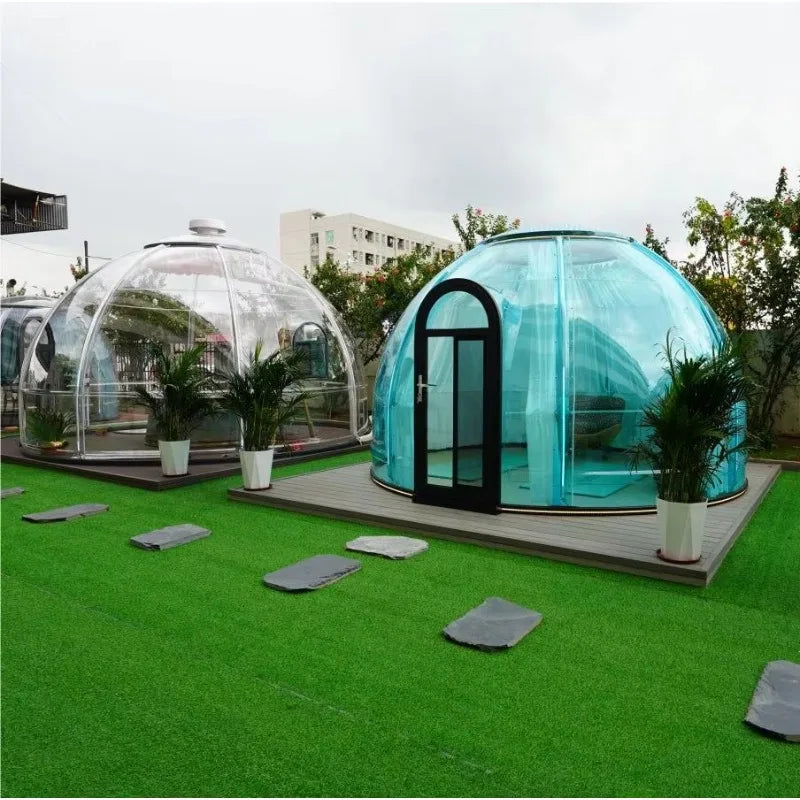 6-8 Person Inflatable Geodesic Bubble Dome Tent, Portable Foldable Igloo House for Outdoor Glamping Resort Party and Event Use