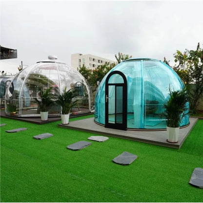 6-8 Person Inflatable Geodesic Bubble Dome Tent, Portable Foldable Igloo House for Outdoor Glamping Resort Party and Event Use
