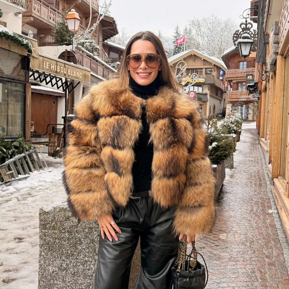 OFTBUY Wholesale Natural Raccoon Fox Fur Coat New High Quality Winter Jacket Women Fluffy Real Fur Clothing Outerwear Streetwear