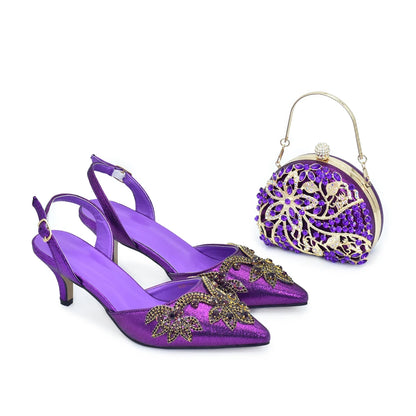 Italian Shoe and Bag Set for Party in Women Fashion Style Pointed-Toe Women Pumps African Matching Shoes and Bags for Wedding