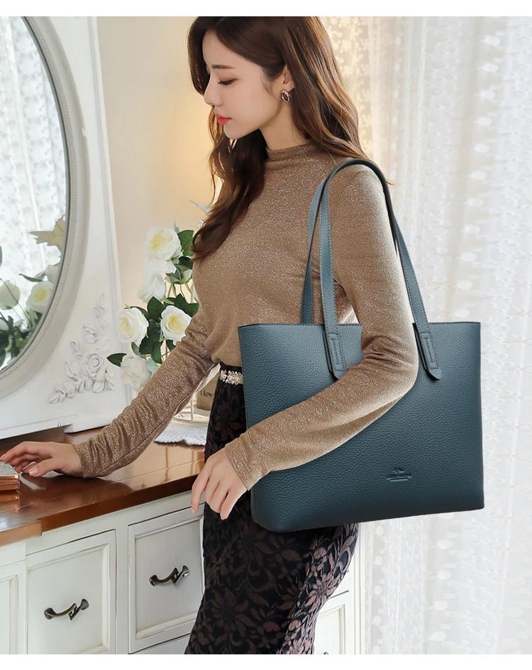 Genuine High Quality Large Capacity Shoulder Bag Female Tote Bag New Luxury Designer Handbag For Fashion Women Brand Shopper Bag