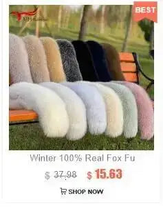 Natural Color Raccoon Fox Real Fur Collar Scarf Genuine Big Size Scarves Warp Shawl Neck Warmer Stole Muffler with Clip Loops #6