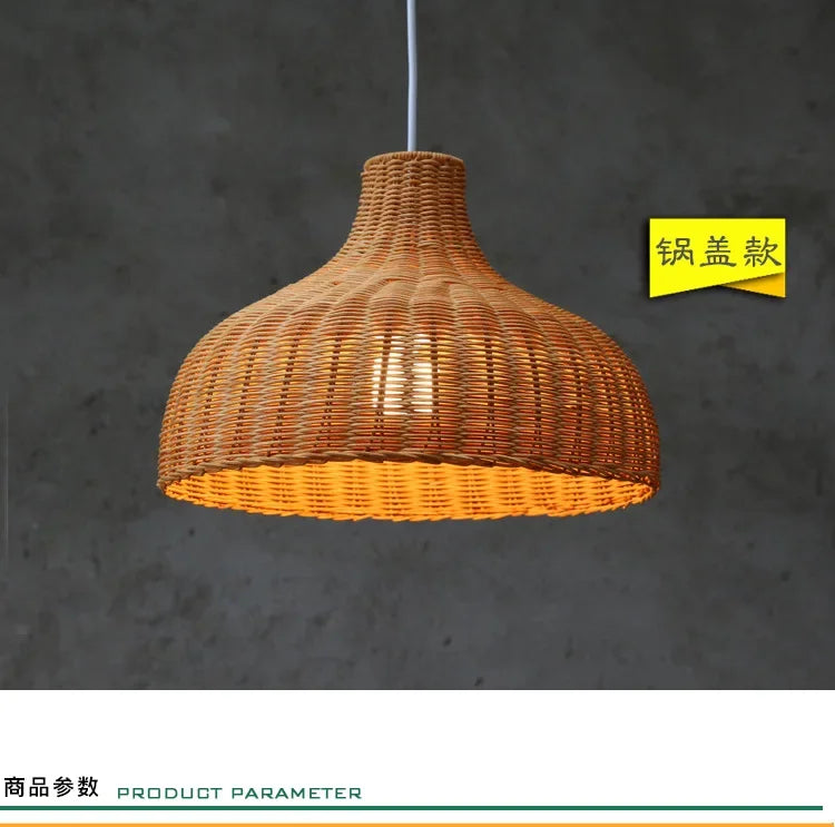 Bamboo Pendant Lights Hand Woven Ceiling Weaving Chandelier Lamp Rattan Wicker Hanging LED Fixtures Home Bedroom Bamboo Art Lamp