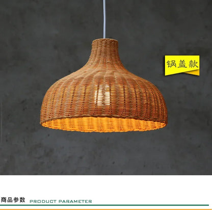 Bamboo Pendant Lights Hand Woven Ceiling Weaving Chandelier Lamp Rattan Wicker Hanging LED Fixtures Home Bedroom Bamboo Art Lamp