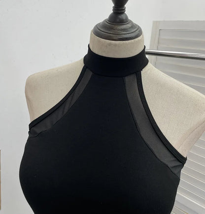 ISAROSE Summer Sexy Bodysuit for Women Stretch Braless Solid Color Back Zipper Sleeveless Basic Design Slim Halter Jumpsuit