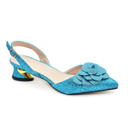 New Arrival Nigerian Women Heel Party Ladies Italian Design Shoes and Bag Set with Rhinestone Wedding Party Luxury Shoes Women