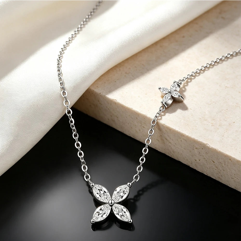 1.6cttw Butterfly D Color Moissanite Pendant Necklace for Women 925 Silver Marquise Cut Diamond Wedding Gift Fine Jewelry GRA