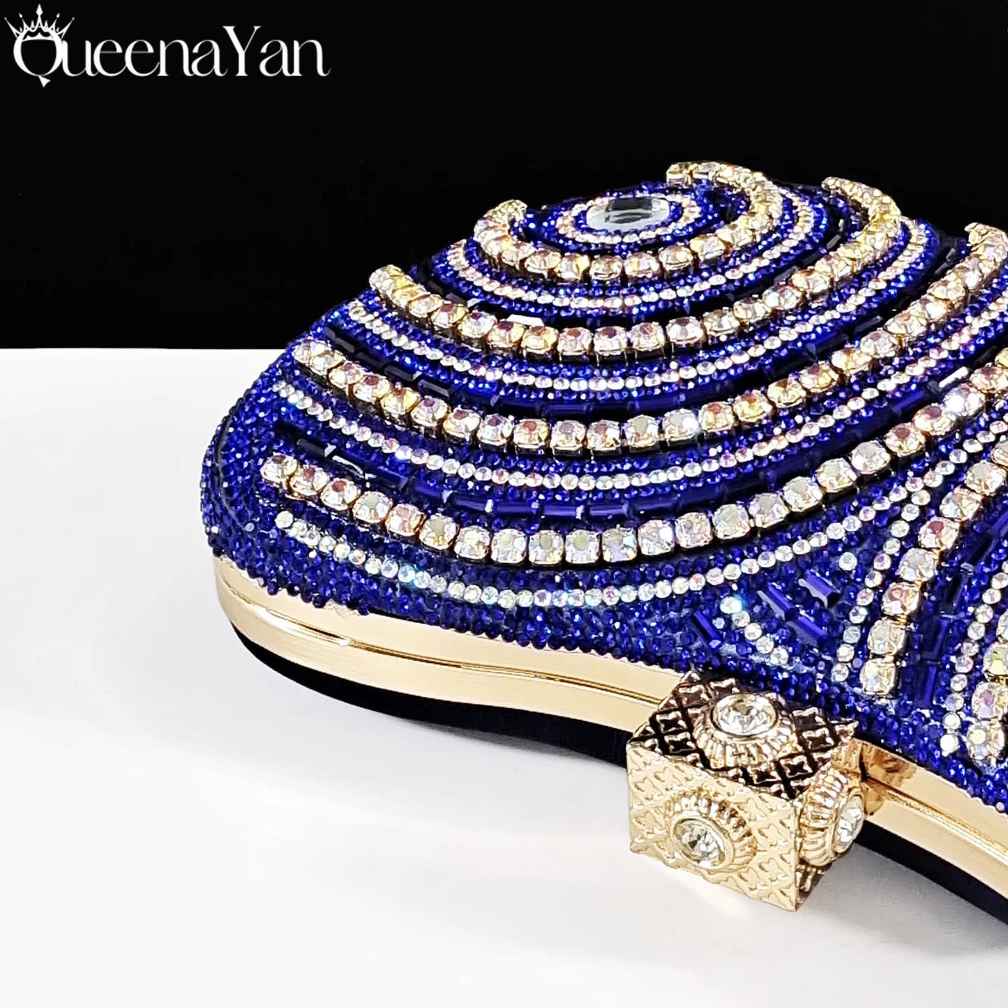 Queena Yan 2026 Elegant Nigerian Women's Royal Blue Only Shoes or with Rhinestone Handbag Set - Italian Design for Weddings