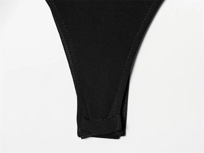 Women's Bodysuit 2026 New Fashion Summer Black Spliced Lace Bodysuit for Women Elegant Chic Personality Spaghetti Strap Bodysuit