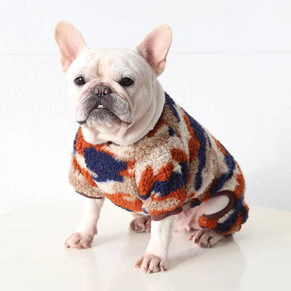 Multi Colors Winter Thick Furry Dog Clothing 4 Legged Fat Dog French Bull Sweatshirts Full Cover Pet Puppy Jumpsuit