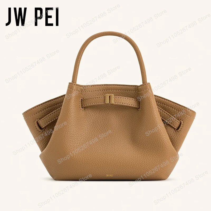 JW PEI Hana Quiet Luxury Trapeze Tote Bag Pebbled Vegan Leather Top-Handle Handbag Premium Women Shoulder Bag Fashion Messenger Purse 2026