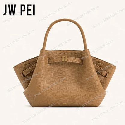 JW PEI Hana Quiet Luxury Trapeze Tote Bag Pebbled Vegan Leather Top-Handle Handbag Premium Women Shoulder Bag Fashion Messenger Purse 2026