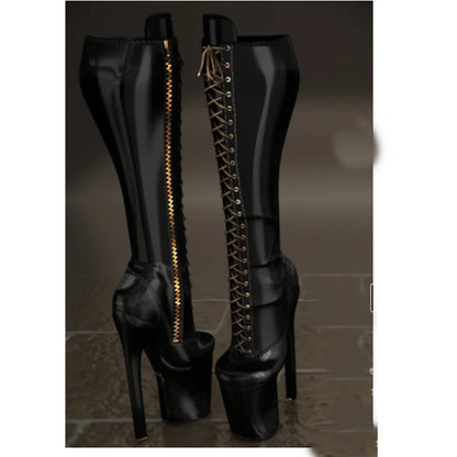 Solid Over Knee High Platform Boots Thin High Heel Round Toe Fashion Sexy Cool 2025 Winter Big Size Woman Shoes Zapatillas Mujer