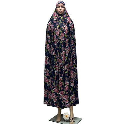 New Sleeveless Pullover Dress Women Prayer Garment Dubai Abaya Arab Jibab Flowers Print Loose Femme Khimar Kaftan Clothes 6XL