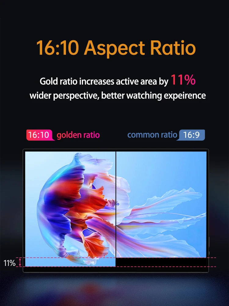Damrapt 14'' UHD Portable Oled Monitor 4K 16:10 500nits Metal Frame with Stand for Laptop PC Smart Phone Xbox Gaming Display
