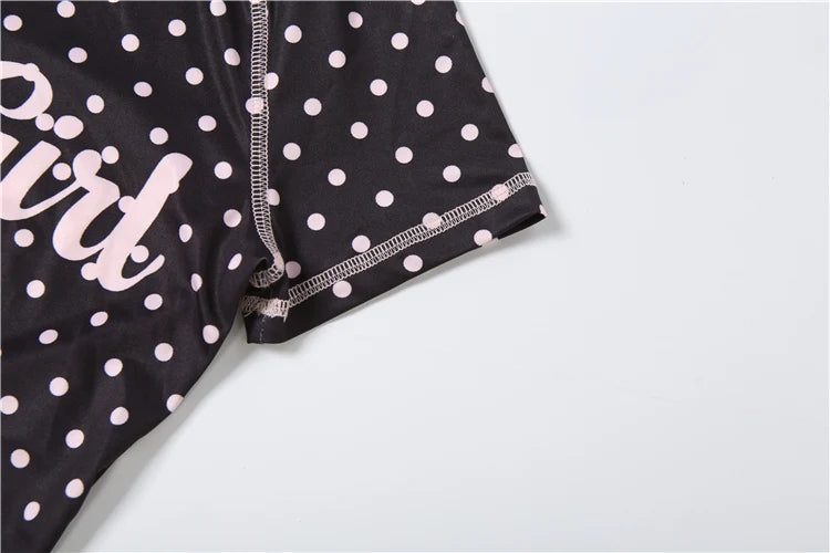 Kliou Polka Dot Print 2 Piece Set Woman Zip Turtleneck Short Sleeve Crop Tops+Skinny Shorts Street Sexy Fashion Style Outfits