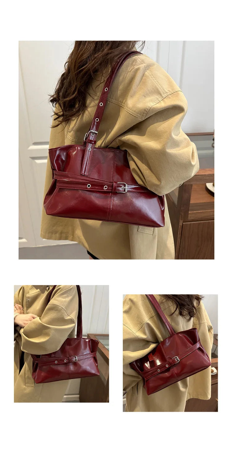 Winter Style Women's Retro Minimalist Tote Shoulder Bag 2025 Autumn Large Capacity Commuting Top-Handle Hand Bags for Women