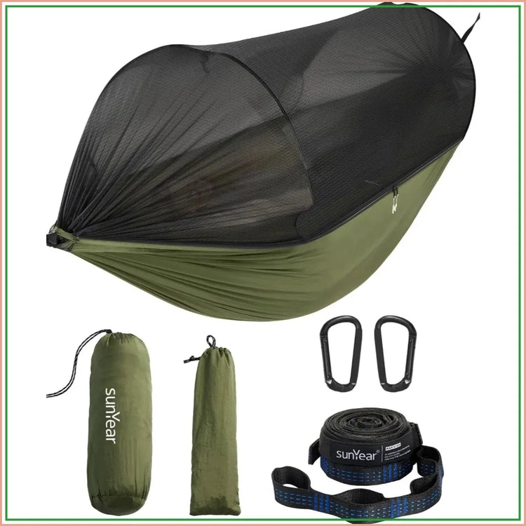 Camping Hammock with Spacious Net, Single/Double, Outdoor & Indoor Use