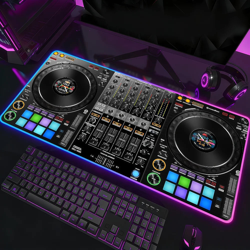 Music Pioneer DJ  Mouse Pad Waterproof RGB LED Light Colorful Game Keyboard Non-slip Cover Desk-mat Surface