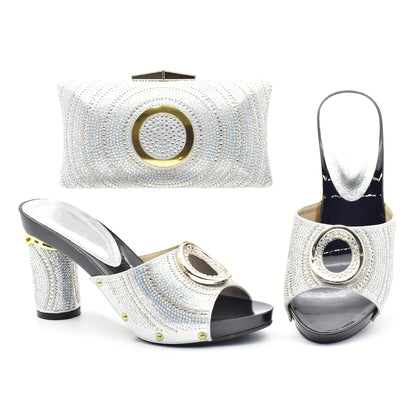 New Shoes and Bag Set African Sets Green Color Italian Shoes with Matching Bag for Women Nigerian Shoes and Bag Set for Wedding