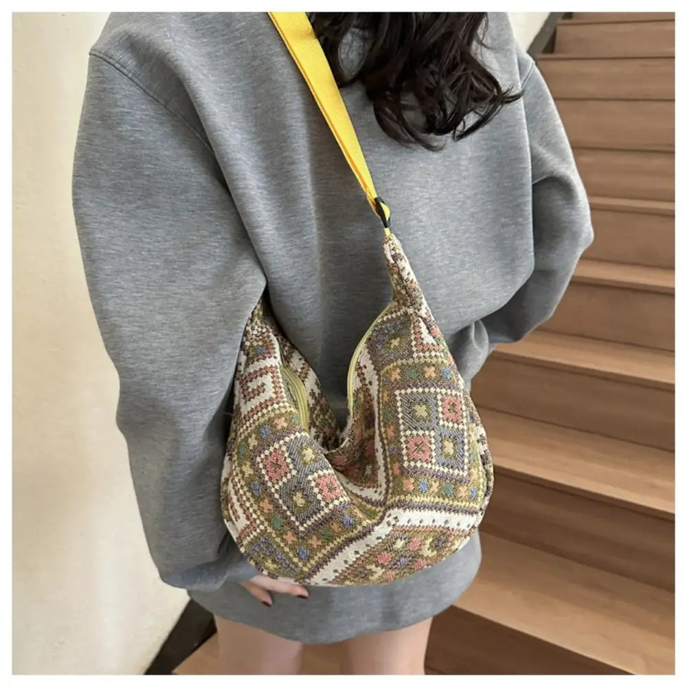 Canvas Shoulder Bags Fashion Large-capacity National Style Underarm Bags Messenger Bag Women Female