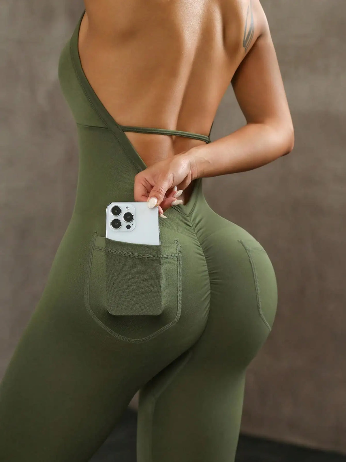 Solid Color High Elasticity Sports Overhead Sleeveless Backless Yoga Compression Leggings