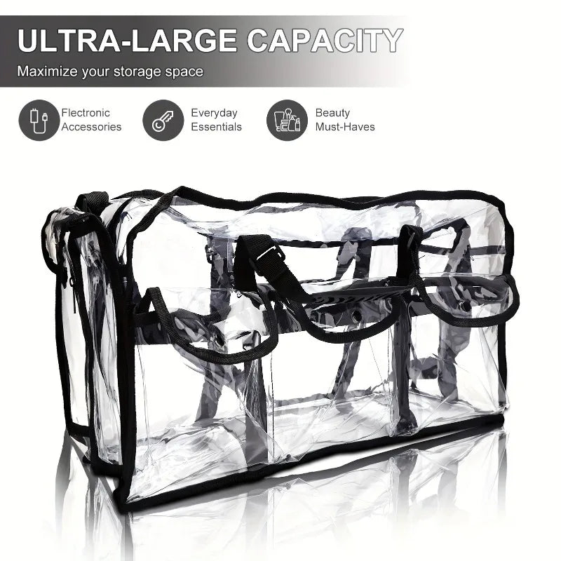 PVC Transparent Cosmetic Bag Waterproof Large Capacity Travel Organizer Multifunctional Beach Swimming Storage Shoulder Tote