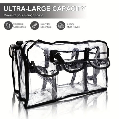 PVC Transparent Cosmetic Bag Waterproof Large Capacity Travel Organizer Multifunctional Beach Swimming Storage Shoulder Tote