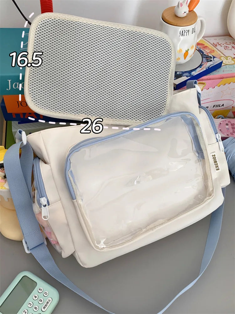 Trendy Transparent Simple Crossbody Bag for Girls Large Capacity School Shoulder Bag Comfortable and Versatile Texture Ita Bag