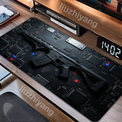 Gun-Themed Mouse Pad Large Size Rubber Base Anti-slip PC Desk Accessories Mousepad for Offices and Gamer Keyboard Mats Decor Mat