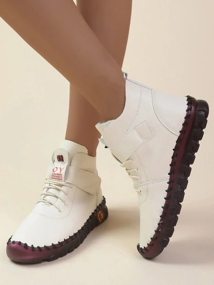 Ngouxm Winter Flat Boots Winter Female Shoes Soft Bottom Short Plush Mother Snow Botas De Invierno Para Mujer